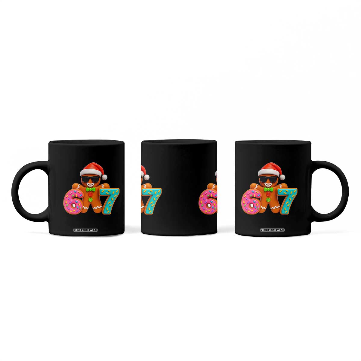 Funny 67 Meme Gingerbread Donut Coffee Mug Cool Christmas Cookie Six Seven Santa Hat Sprinkles TS02 Print Your Wear