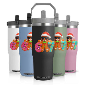 Funny 67 Meme Gingerbread Donut Flip Straw Tumbler Cool Christmas Cookie Six Seven Santa Hat Sprinkles TS02 Print Your Wear