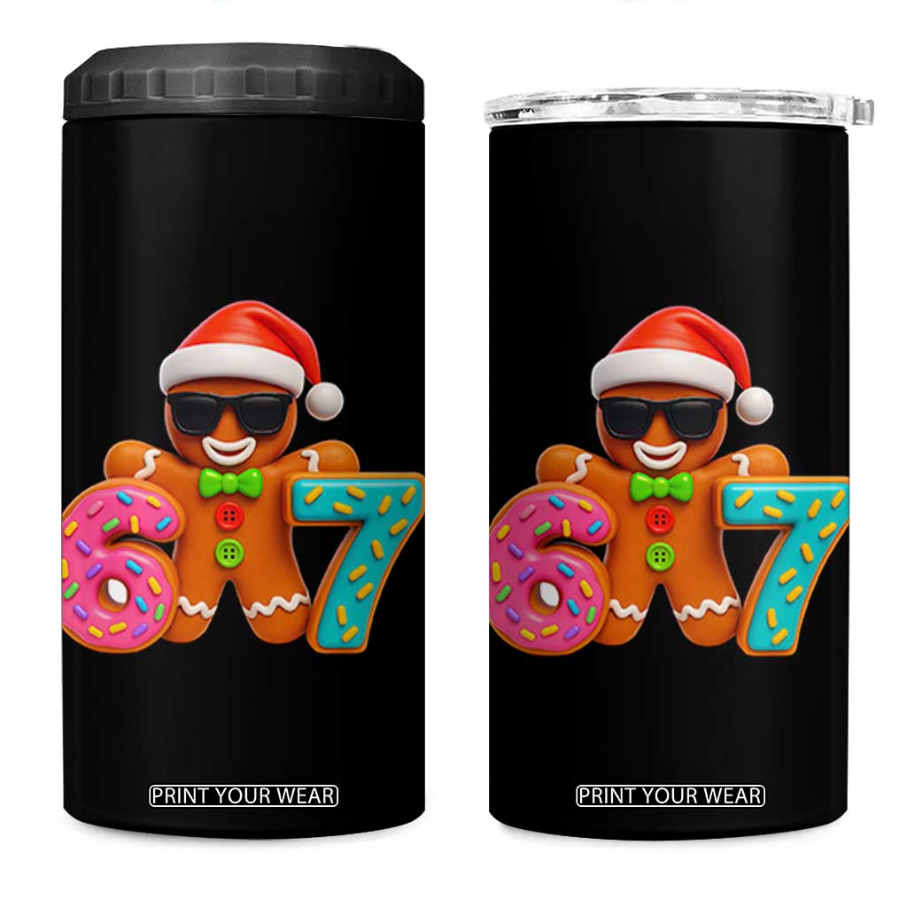Funny 67 Meme Gingerbread Donut 4 in 1 Can Cooler Tumbler Cool Christmas Cookie Six Seven Santa Hat Sprinkles TS02 One Size: 16 oz Black Print Your Wear