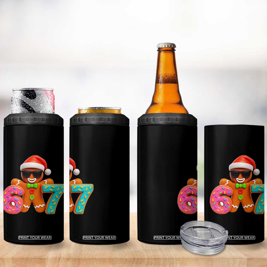 Funny 67 Meme Gingerbread Donut 4 in 1 Can Cooler Tumbler Cool Christmas Cookie Six Seven Santa Hat Sprinkles TS02 Print Your Wear