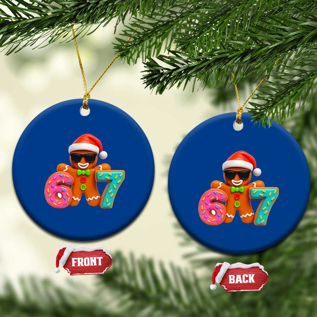 Funny 67 Meme Gingerbread Donut Ceramic Ornament Cool Christmas Cookie Six Seven Santa Hat Sprinkles TS02 1pc Blue Print Your Wear