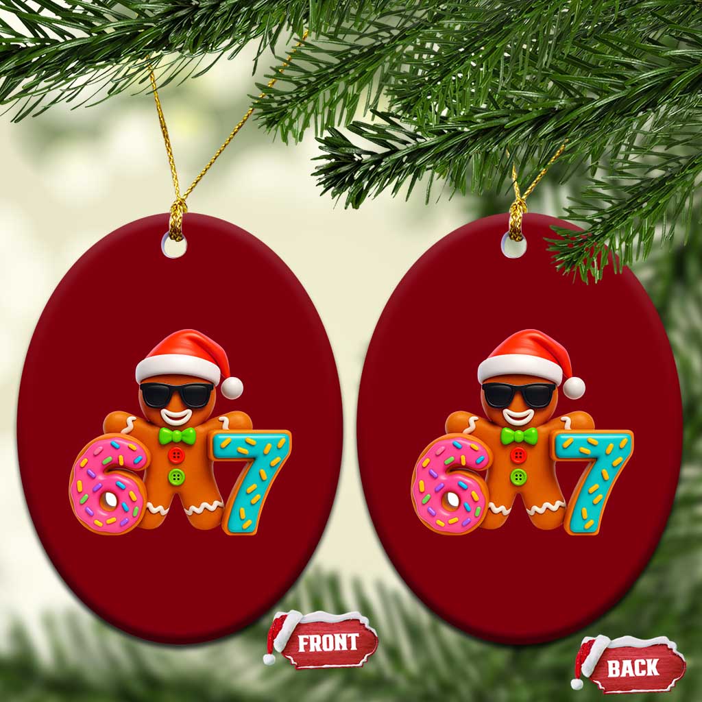 Funny 67 Meme Gingerbread Donut Ceramic Ornament Cool Christmas Cookie Six Seven Santa Hat Sprinkles TS02 Print Your Wear