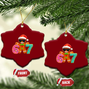 Funny 67 Meme Gingerbread Donut Ceramic Ornament Cool Christmas Cookie Six Seven Santa Hat Sprinkles TS02 Print Your Wear