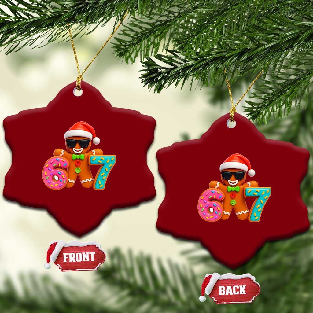 Funny 67 Meme Gingerbread Donut Ceramic Ornament Cool Christmas Cookie Six Seven Santa Hat Sprinkles TS02 Print Your Wear