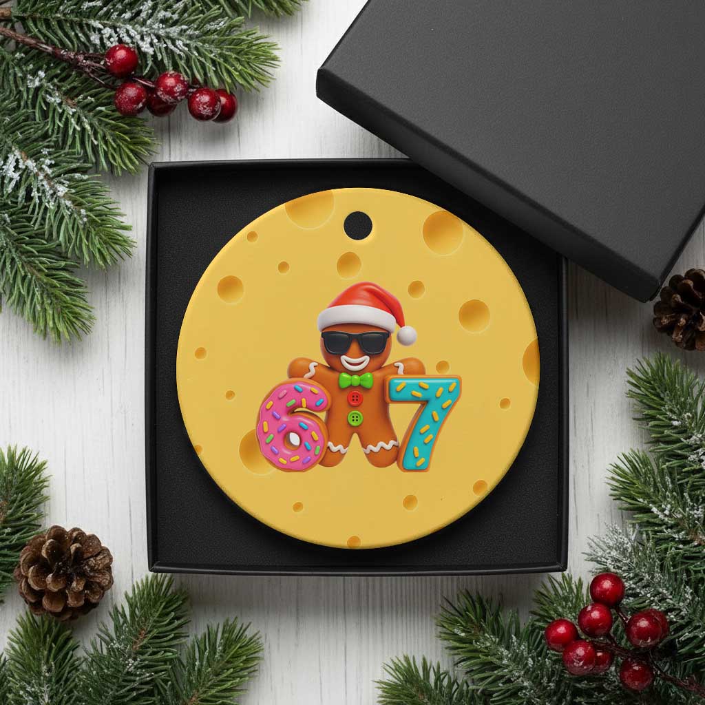 Funny 67 Meme Gingerbread Donut Ceramic Ornament Cool Christmas Cookie Six Seven Santa Hat Sprinkles TS02 1pc Yellow Cheese Print Your Wear