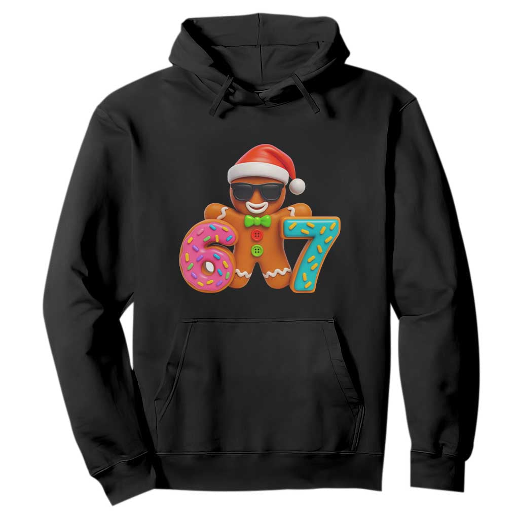 Funny 67 Meme Gingerbread Donut Hoodie Cool Christmas Cookie Six Seven Santa Hat Sprinkles TS02 Black Print Your Wear