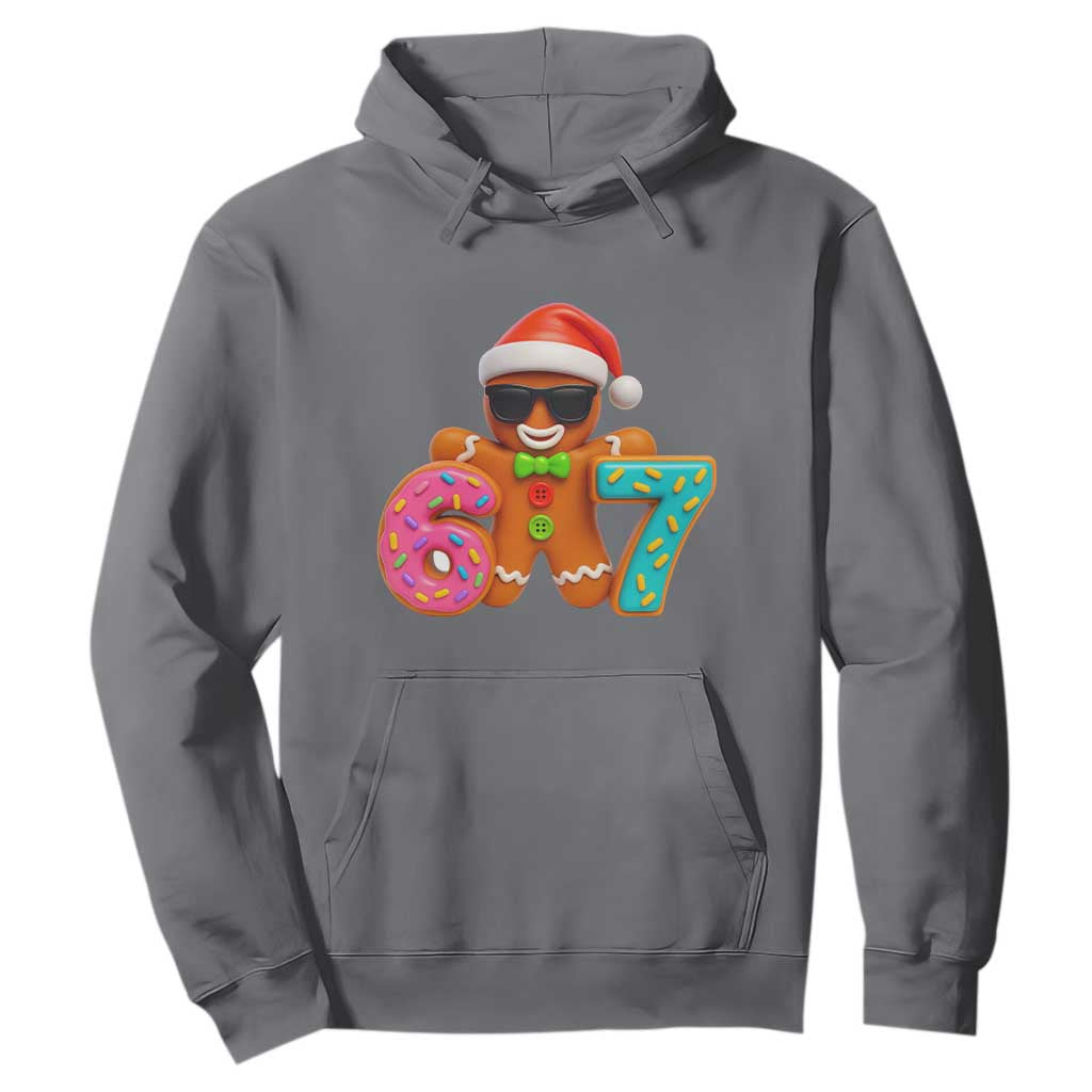 Funny 67 Meme Gingerbread Donut Hoodie Cool Christmas Cookie Six Seven Santa Hat Sprinkles TS02 Charcoal Print Your Wear