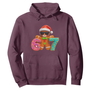 Funny 67 Meme Gingerbread Donut Hoodie Cool Christmas Cookie Six Seven Santa Hat Sprinkles TS02 Maroon Print Your Wear