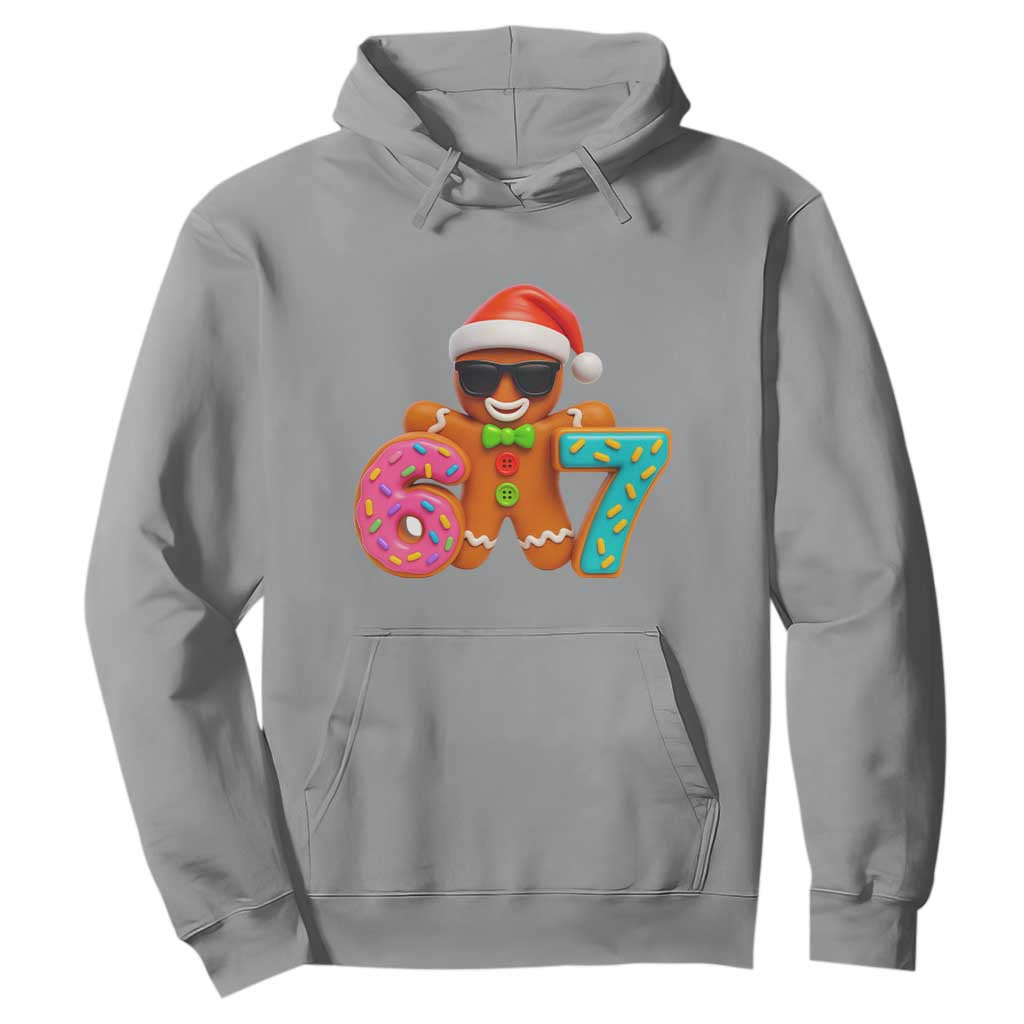Funny 67 Meme Gingerbread Donut Hoodie Cool Christmas Cookie Six Seven Santa Hat Sprinkles TS02 Sport Gray Print Your Wear