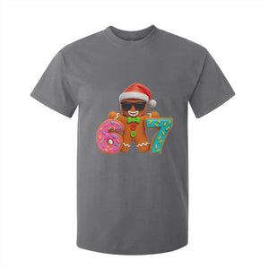 Funny 67 Meme Gingerbread Donut T Shirt For Kid Cool Christmas Cookie Six Seven Santa Hat Sprinkles TS02 Charcoal Print Your Wear