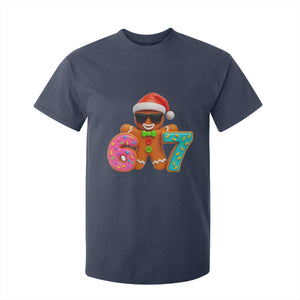 Funny 67 Meme Gingerbread Donut T Shirt For Kid Cool Christmas Cookie Six Seven Santa Hat Sprinkles TS02 Navy Print Your Wear