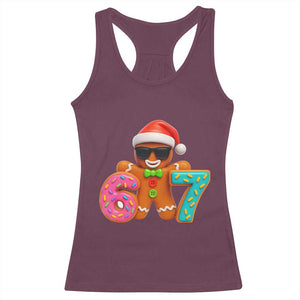 Funny 67 Meme Gingerbread Donut Racerback Tank Top Cool Christmas Cookie Six Seven Santa Hat Sprinkles TS02 Maroon Print Your Wear