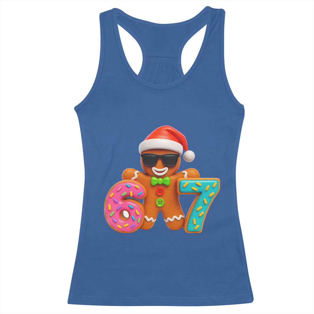 Funny 67 Meme Gingerbread Donut Racerback Tank Top Cool Christmas Cookie Six Seven Santa Hat Sprinkles TS02 Royal Blue Print Your Wear