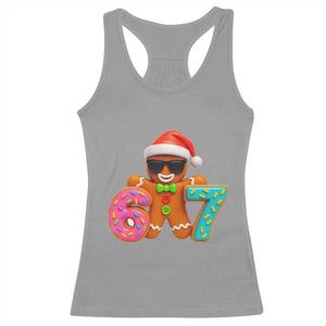 Funny 67 Meme Gingerbread Donut Racerback Tank Top Cool Christmas Cookie Six Seven Santa Hat Sprinkles TS02 Sport Gray Print Your Wear