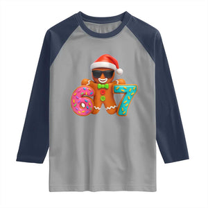 Funny 67 Meme Gingerbread Donut Raglan Shirt Cool Christmas Cookie Six Seven Santa Hat Sprinkles TS02 Sport Gray Navy Print Your Wear