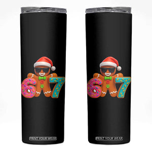 Funny 67 Meme Gingerbread Donut Skinny Tumbler Cool Christmas Cookie Six Seven Santa Hat Sprinkles TS02 Black Print Your Wear