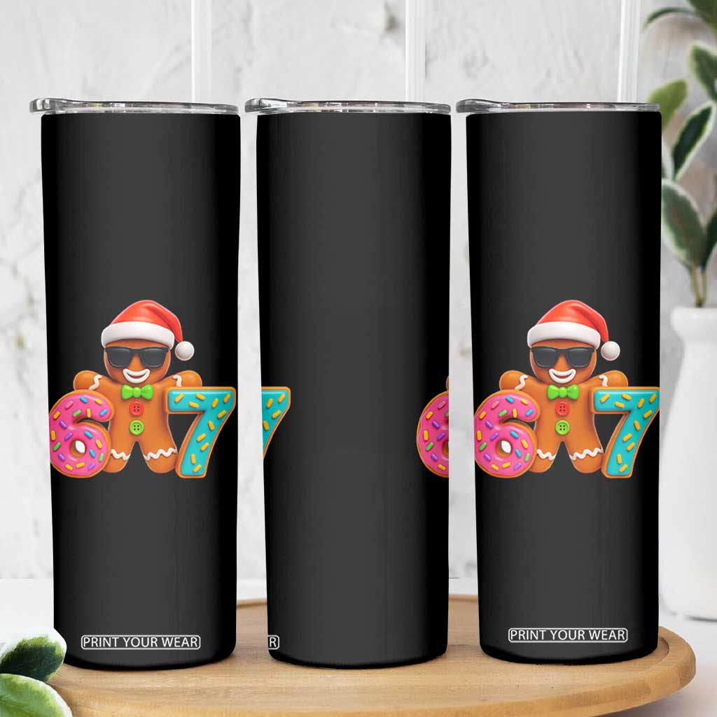 Funny 67 Meme Gingerbread Donut Skinny Tumbler Cool Christmas Cookie Six Seven Santa Hat Sprinkles TS02 Print Your Wear