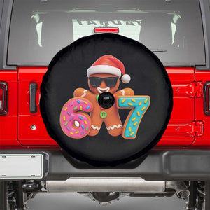 Funny 67 Meme Gingerbread Donut Spare Tire Cover Cool Christmas Cookie Six Seven Santa Hat Sprinkles TS02 Black Print Your Wear