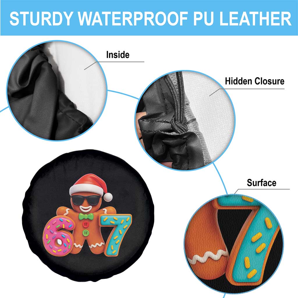 Funny 67 Meme Gingerbread Donut Spare Tire Cover Cool Christmas Cookie Six Seven Santa Hat Sprinkles TS02 Print Your Wear