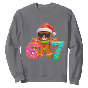 Funny 67 Meme Gingerbread Donut Sweatshirt Cool Christmas Cookie Six Seven Santa Hat Sprinkles TS02 Charcoal Print Your Wear