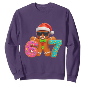 Funny 67 Meme Gingerbread Donut Sweatshirt Cool Christmas Cookie Six Seven Santa Hat Sprinkles TS02 Purple Print Your Wear