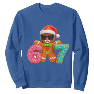 Funny 67 Meme Gingerbread Donut Sweatshirt Cool Christmas Cookie Six Seven Santa Hat Sprinkles TS02 Royal Blue Print Your Wear