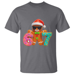Funny 67 Meme Gingerbread Donut T Shirt Cool Christmas Cookie Six Seven Santa Hat Sprinkles TS02 Charcoal Print Your Wear