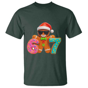 Funny 67 Meme Gingerbread Donut T Shirt Cool Christmas Cookie Six Seven Santa Hat Sprinkles TS02 Dark Forest Green Print Your Wear