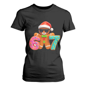 Funny 67 Meme Gingerbread Donut T Shirt For Women Cool Christmas Cookie Six Seven Santa Hat Sprinkles TS02 Black Print Your Wear