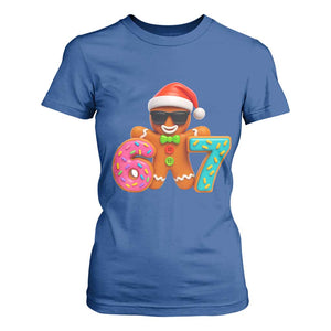 Funny 67 Meme Gingerbread Donut T Shirt For Women Cool Christmas Cookie Six Seven Santa Hat Sprinkles TS02 Royal Blue Print Your Wear