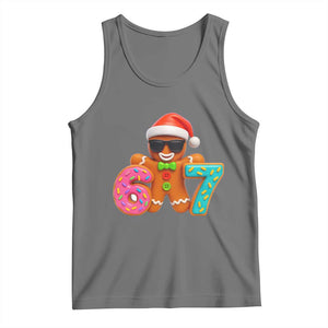 Funny 67 Meme Gingerbread Donut Tank Top Cool Christmas Cookie Six Seven Santa Hat Sprinkles TS02 Black Heather Print Your Wear