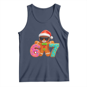 Funny 67 Meme Gingerbread Donut Tank Top Cool Christmas Cookie Six Seven Santa Hat Sprinkles TS02 Navy Print Your Wear