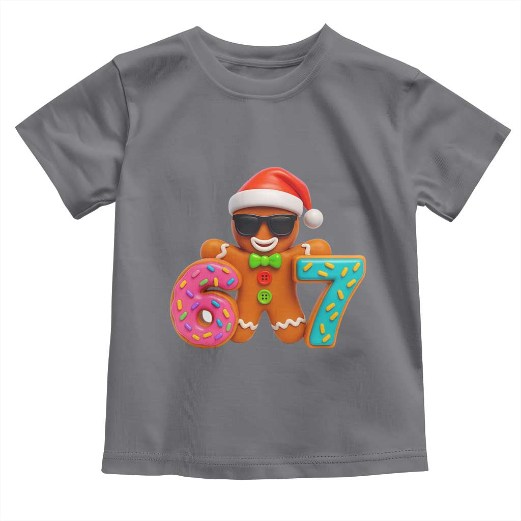 Funny 67 Meme Gingerbread Donut Toddler T Shirt Cool Christmas Cookie Six Seven Santa Hat Sprinkles TS02 Charcoal Print Your Wear