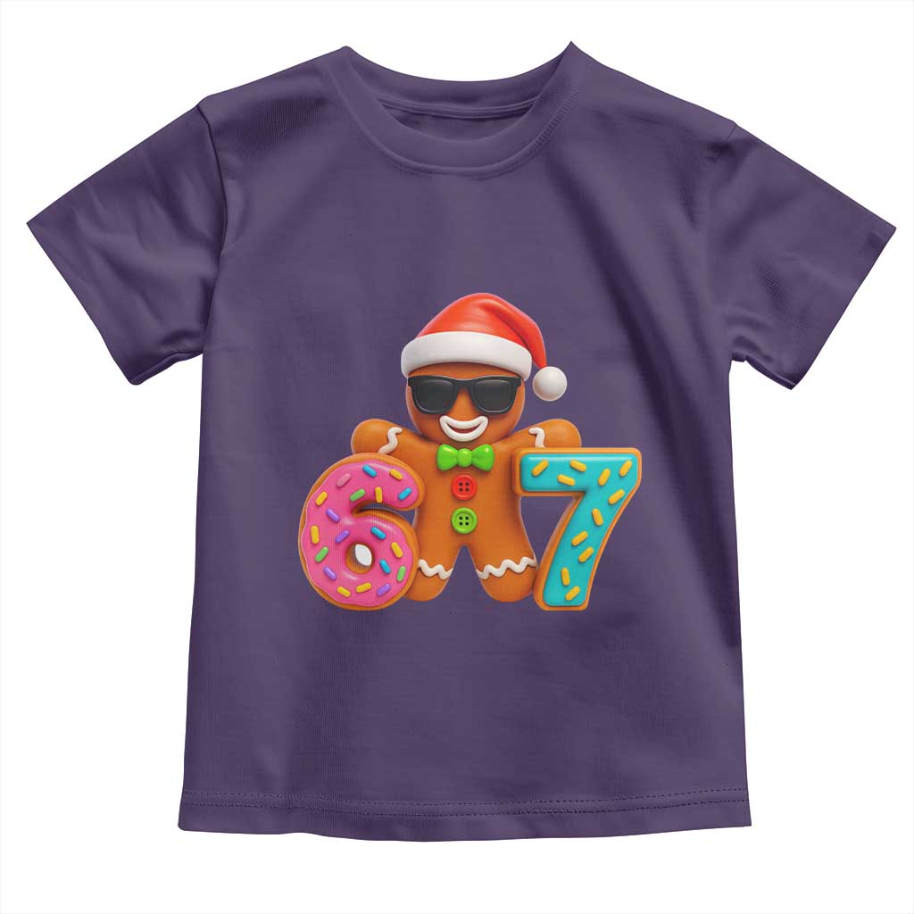 Funny 67 Meme Gingerbread Donut Toddler T Shirt Cool Christmas Cookie Six Seven Santa Hat Sprinkles TS02 Purple Print Your Wear