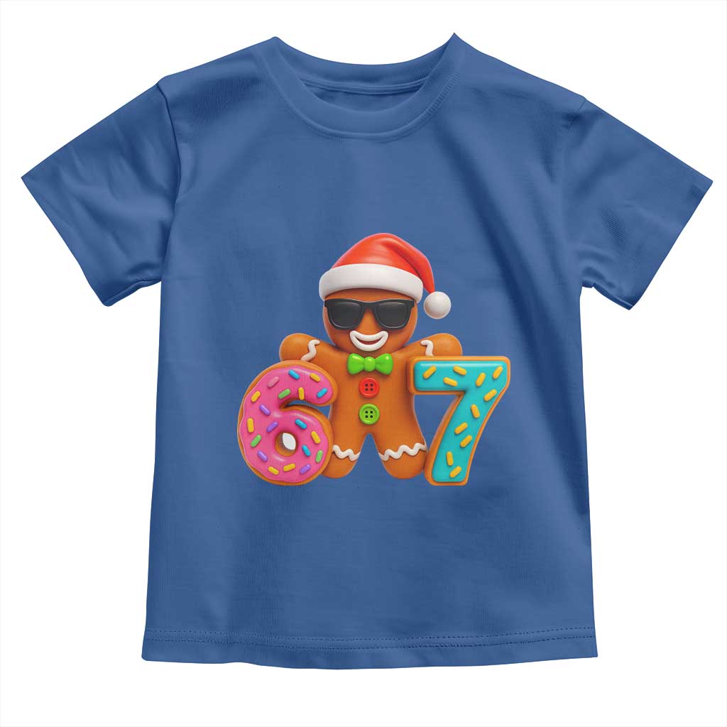 Funny 67 Meme Gingerbread Donut Toddler T Shirt Cool Christmas Cookie Six Seven Santa Hat Sprinkles TS02 Royal Blue Print Your Wear
