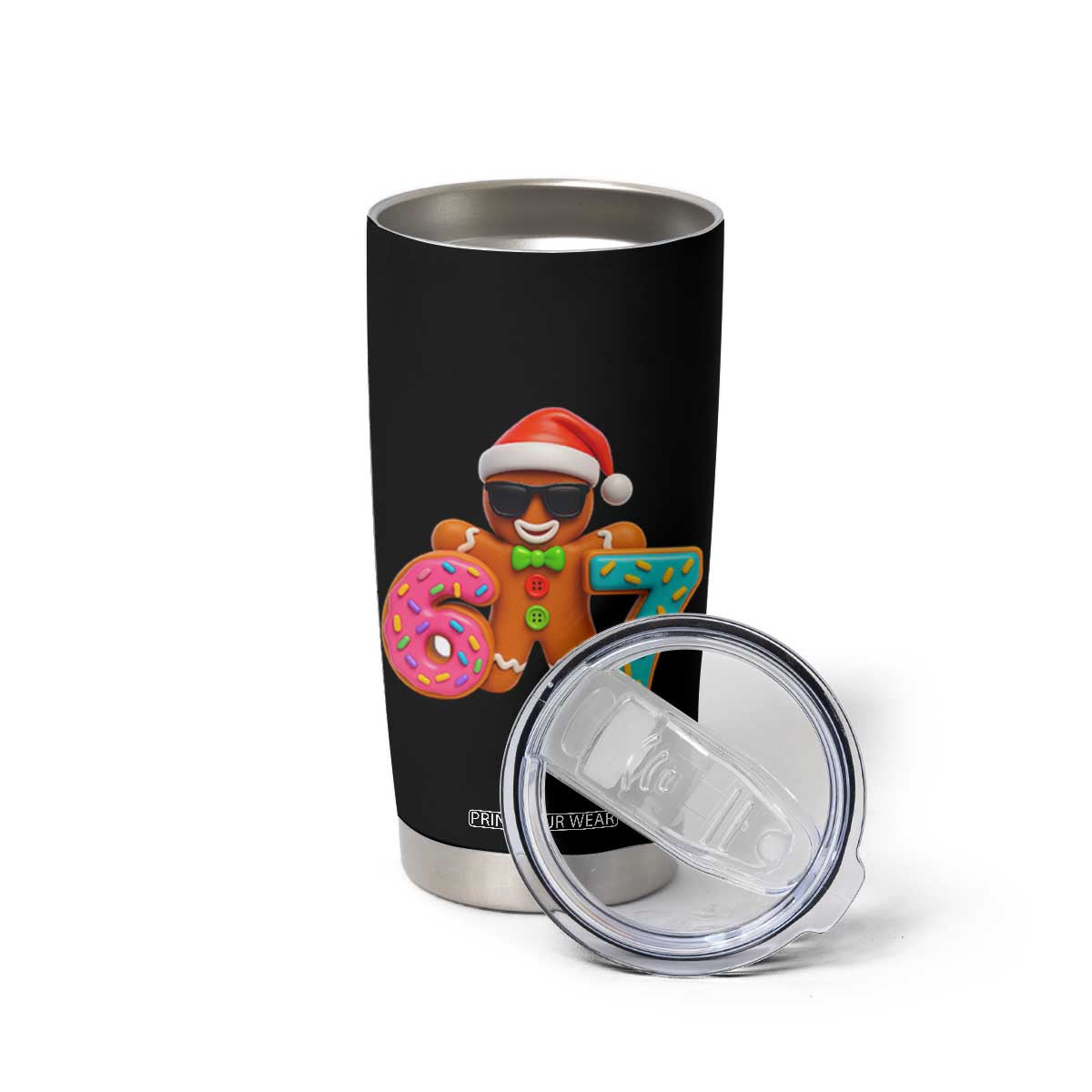 Funny 67 Meme Gingerbread Donut Tumbler Cup Cool Christmas Cookie Six Seven Santa Hat Sprinkles TS02 Print Your Wear
