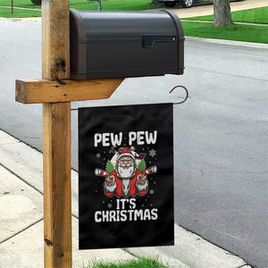 Funny Pew Pew Santa Christmas Garden Flag Angry Santa with Candy Cane Guns Holiday Humor TS02 Print Your Wear