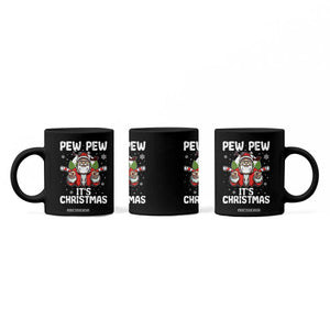 Funny Pew Pew Santa Christmas Coffee Mug Angry Santa with Candy Cane Guns Holiday Humor TS02 Print Your Wear