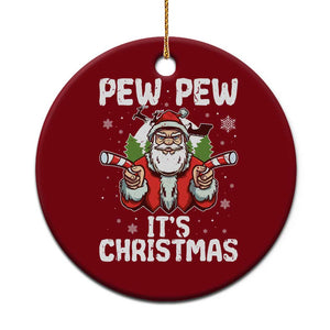 Funny Pew Pew Santa Christmas Ceramic Ornament Angry Santa with Candy Cane Guns Holiday Humor TS02 1pc Red Print Your Wear