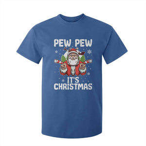 Funny Pew Pew Santa Christmas T Shirt For Kid Angry Santa with Candy Cane Guns Holiday Humor TS02 Royal Blue Print Your Wear