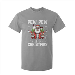 Funny Pew Pew Santa Christmas T Shirt For Kid Angry Santa with Candy Cane Guns Holiday Humor TS02 Sport Gray Print Your Wear