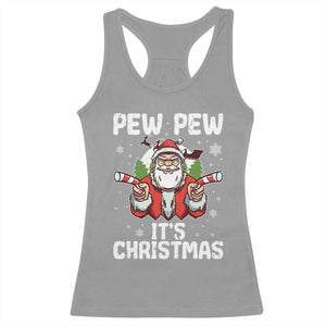 Funny Pew Pew Santa Christmas Racerback Tank Top Angry Santa with Candy Cane Guns Holiday Humor TS02 Sport Gray Print Your Wear
