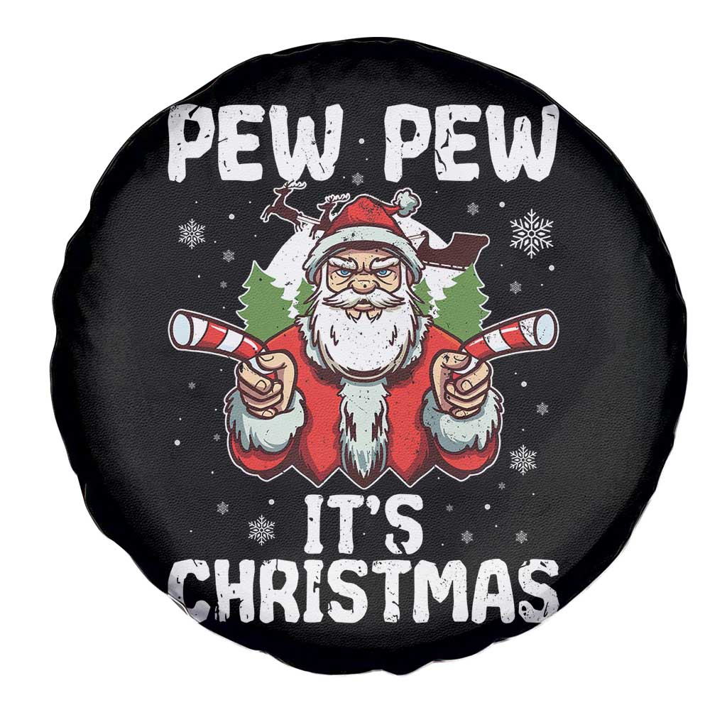 Funny Pew Pew Santa Christmas Spare Tire Cover Angry Santa with Candy Cane Guns Holiday Humor TS02 Print Your Wear