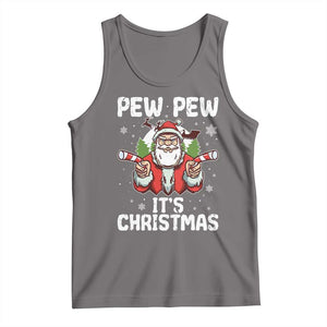 Funny Pew Pew Santa Christmas Tank Top Angry Santa with Candy Cane Guns Holiday Humor TS02 Deep Heather Print Your Wear