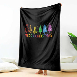 Colorful Rainbow Christmas Trees Throw Blanket Merry Xmas Fun Festive Holiday Pride Gift TS02 Print Your Wear
