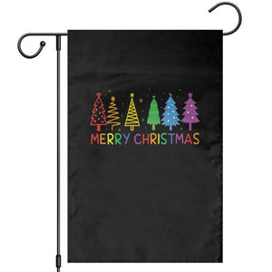 Colorful Rainbow Christmas Trees Garden Flag Merry Xmas Fun Festive Holiday Pride Gift TS02 Black Print Your Wear