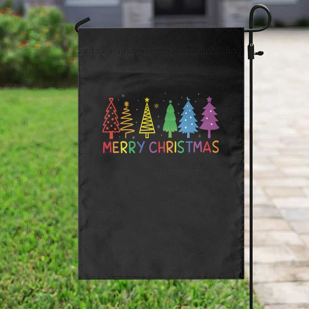 Colorful Rainbow Christmas Trees Garden Flag Merry Xmas Fun Festive Holiday Pride Gift TS02 Print Your Wear