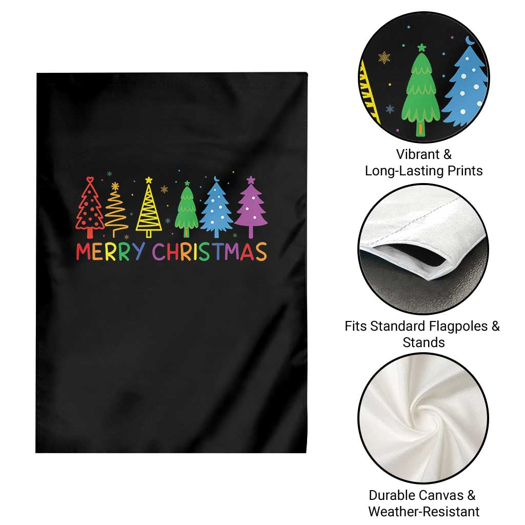 Colorful Rainbow Christmas Trees Garden Flag Merry Xmas Fun Festive Holiday Pride Gift TS02 Print Your Wear