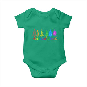 Colorful Rainbow Christmas Trees Baby Onesie Merry Xmas Fun Festive Holiday Pride Gift TS02 Irish Green Print Your Wear