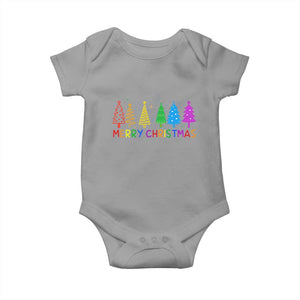 Colorful Rainbow Christmas Trees Baby Onesie Merry Xmas Fun Festive Holiday Pride Gift TS02 Sport Gray Print Your Wear